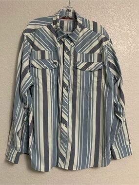 AG Gear Shirt Mens XL Stockyard Western Pearl Snap Performance Striped Ranch